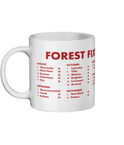 Nottingham Forest Mug - Nottingham Forest 2022/23 Fixtures Mug for him/her