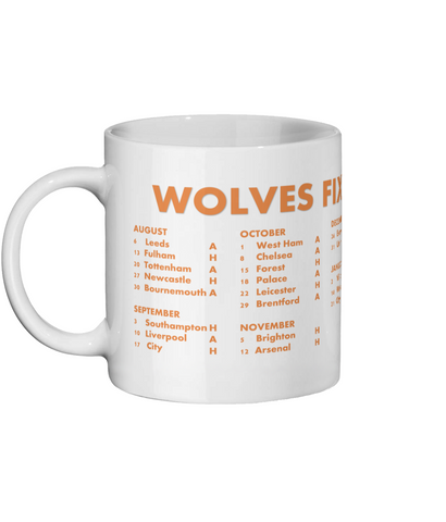 Wolverhampton Wanderers FC Mug - Wolves FC 2022/23 Fixtures Mug for him/her