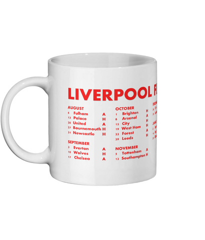 LIVERPOOL FC Mug - Liverpool FC 2022/23 Fixtures Mug for him/her