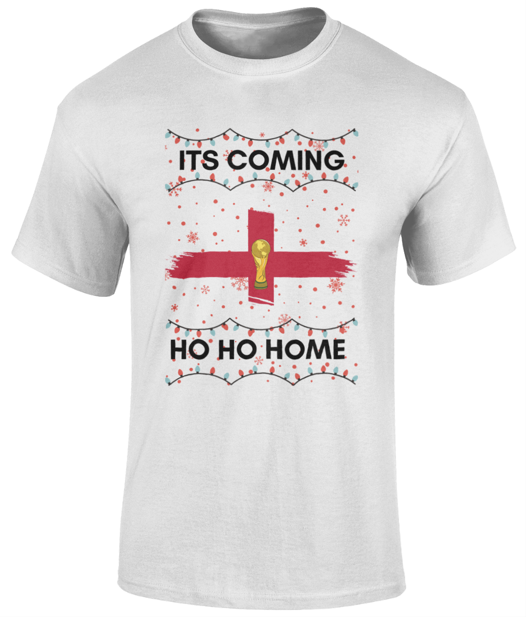 England Football - Its Coming Ho Ho Home Christmas Xmas T-shirt
