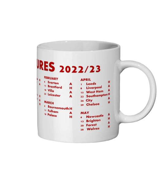 Arsenal FC Fixtures 2022/23 Mug